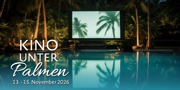 Kino Leinwand vor einer Wasserlagune
