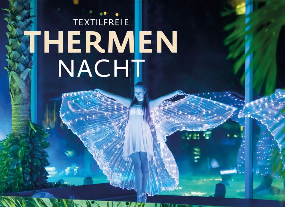 Textilfreie Thermennacht Tänzerin mit beleuchtetem Kostüm